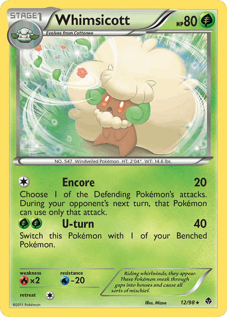 Whimsicott #12 from Emerging Powers - Rare - Illustrated by Mizue
