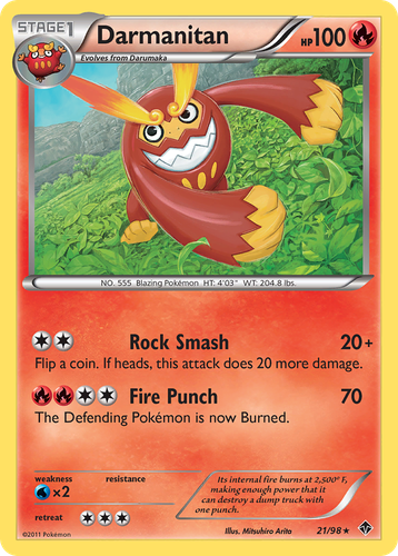 Darmanitan #21 from Emerging Powers - Rare - Illustrated by Mitsuhiro Arita
