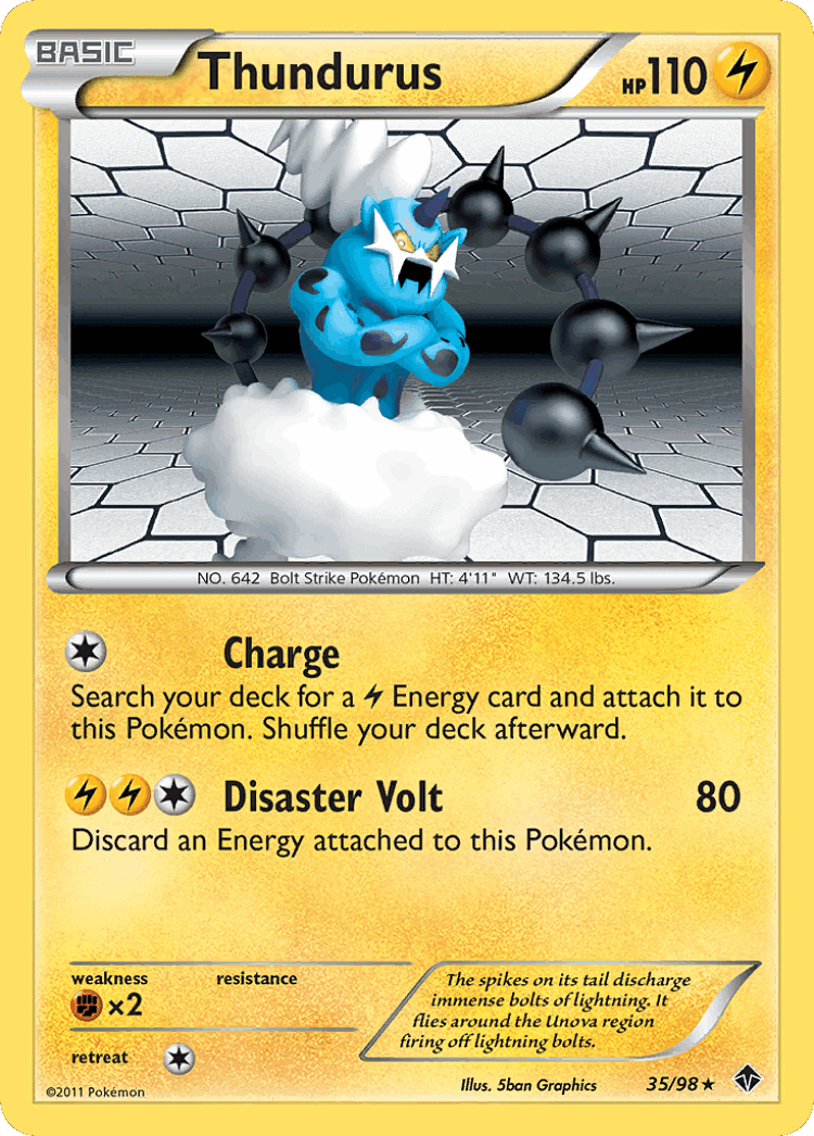 Thundurus #35 from Emerging Powers - Rare Holo - Illustrated by 5ban Graphics
