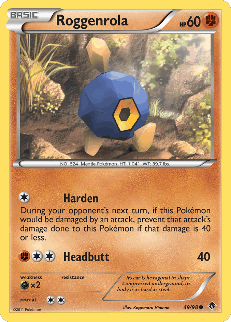 Roggenrola #49 from Emerging Powers - Common - Illustrated by Kagemaru Himeno