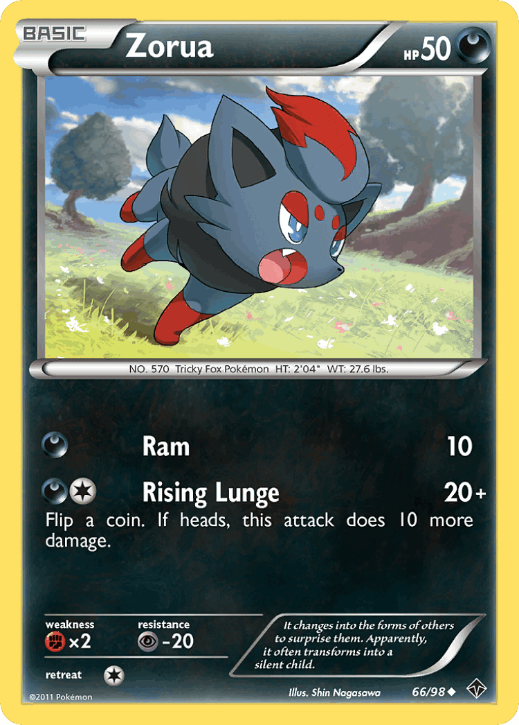 Zorua #66 from Emerging Powers - Uncommon - Illustrated by Shin Nagasawa