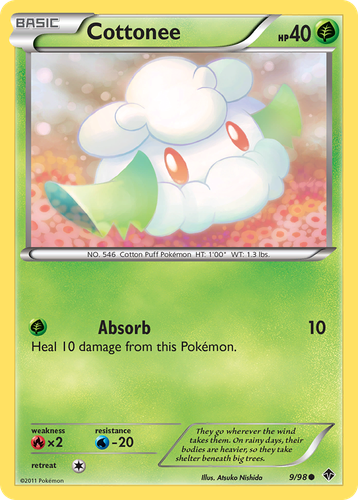 Cottonee #9 from Emerging Powers - Common - Illustrated by Atsuko Nishida