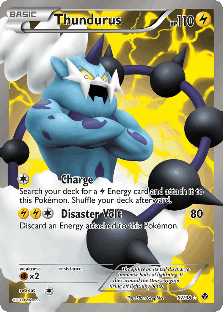 Thundurus #97 from Emerging Powers - Rare Ultra - Illustrated by 5ban Graphics
