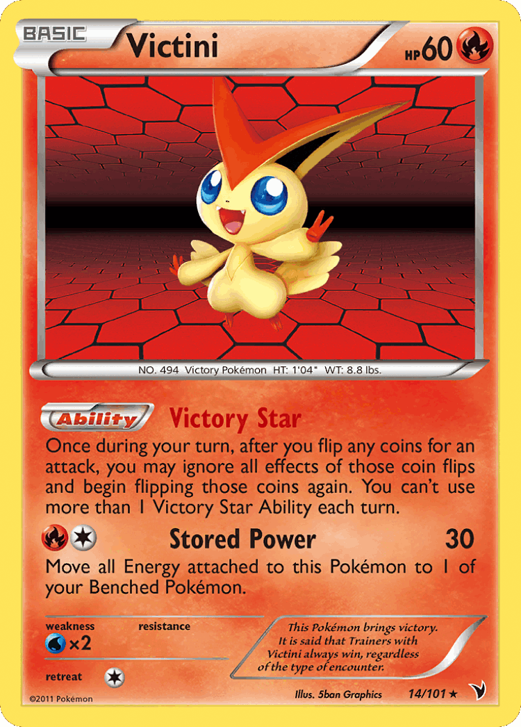 Victini #14 from Noble Victories - Rare Holo - Illustrated by 5ban Graphics