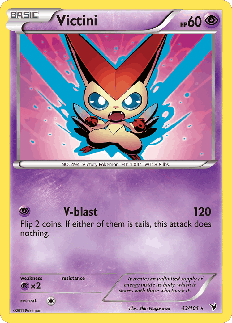 Victini #43 from Noble Victories - Rare - Illustrated by Shin Nagasawa