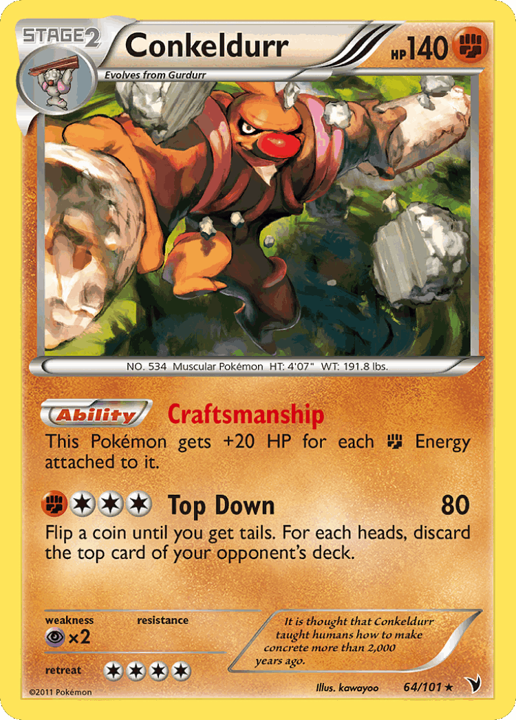 Conkeldurr #64 from Noble Victories - Rare Holo - Illustrated by kawayoo