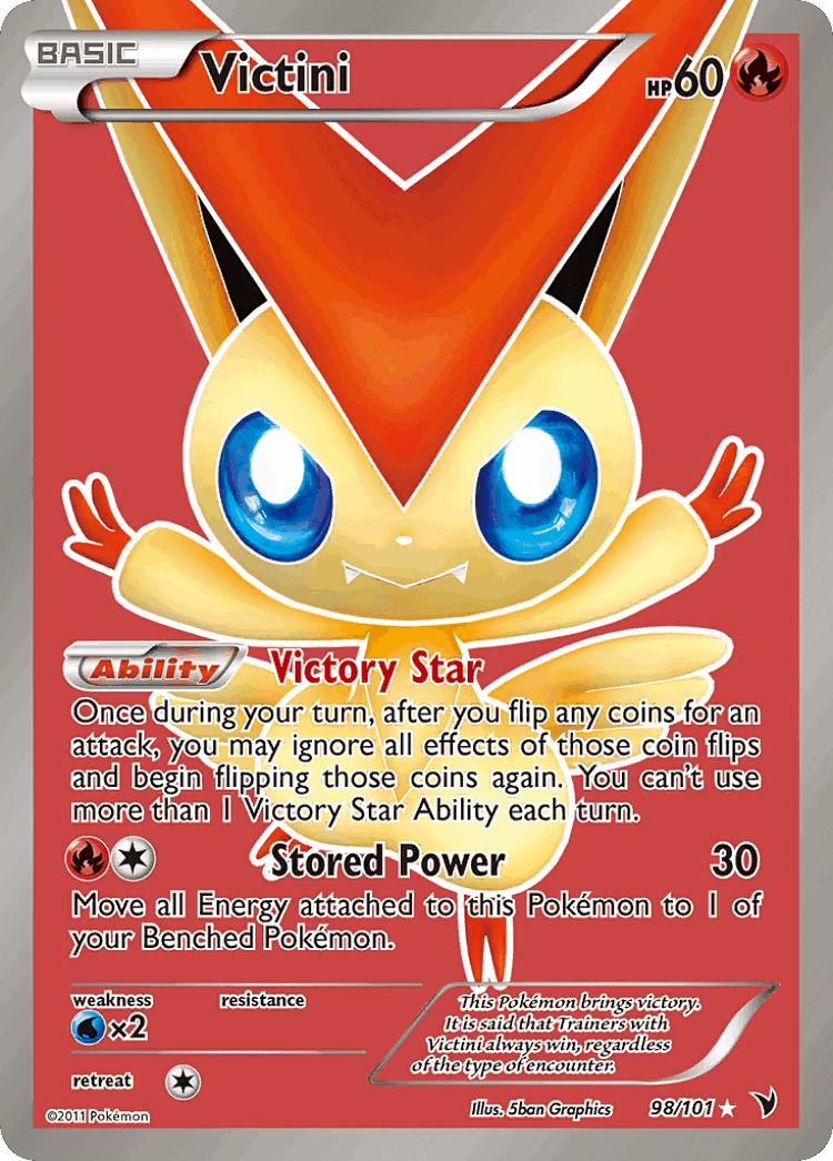 Victini #98 from Noble Victories - Rare Ultra - Illustrated by 5ban Graphics