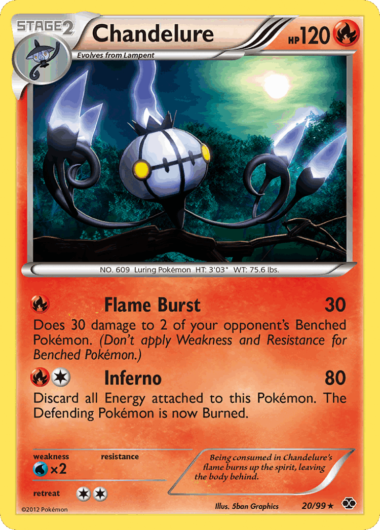 Chandelure #20 from Next Destinies - Rare Holo - Illustrated by 5ban Graphics