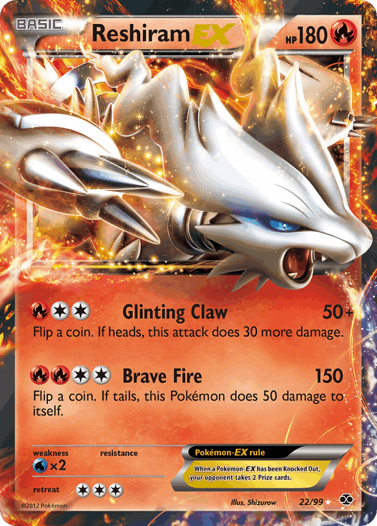 Reshiram-EX #22 from Next Destinies - Rare Holo EX - Illustrated by Shizurow
