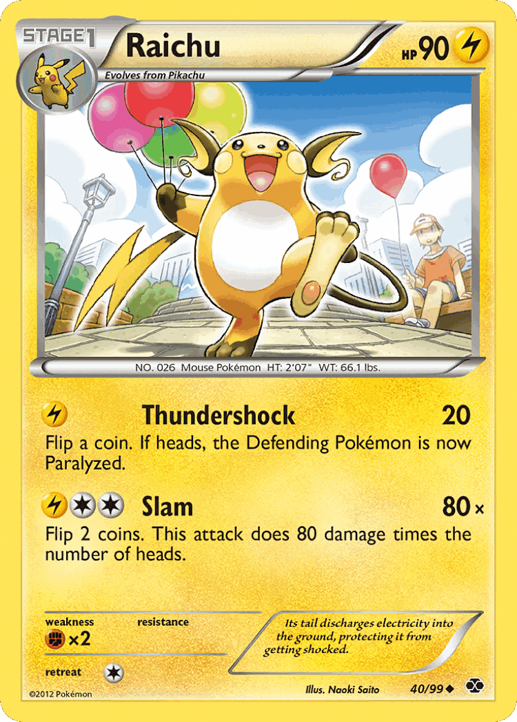 Raichu #40 from Next Destinies - Uncommon - Illustrated by Naoki Saito