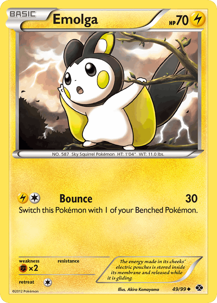 Emolga #49 from Next Destinies - Uncommon - Illustrated by Akira Komayama
