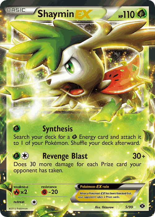 Shaymin-EX #5 from Next Destinies - Rare Holo EX - Illustrated by Shizurow