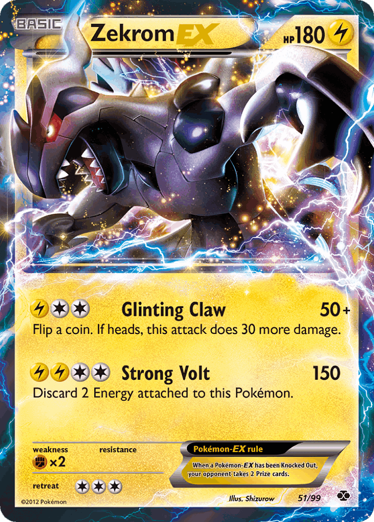 Zekrom-EX #51 from Next Destinies - Rare Holo EX - Illustrated by Shizurow