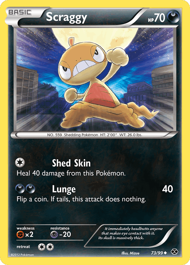 Scraggy #73 from Next Destinies - Uncommon - Illustrated by Mizue