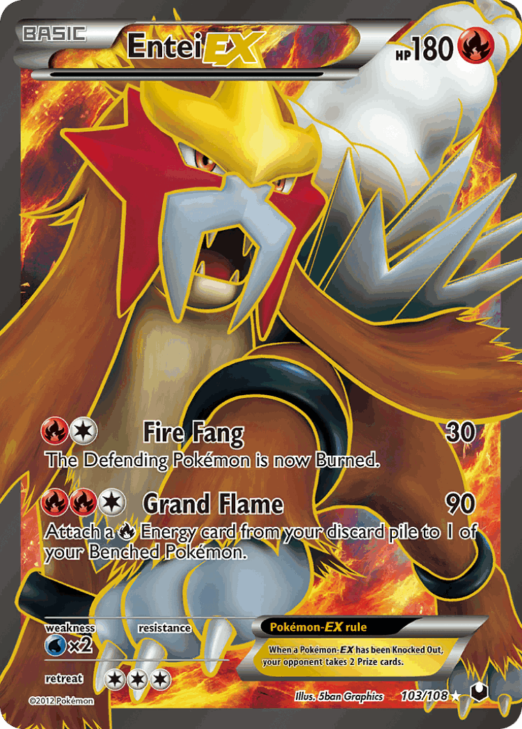 Entei-EX #103 from Dark Explorers - Rare Ultra - Illustrated by 5ban Graphics