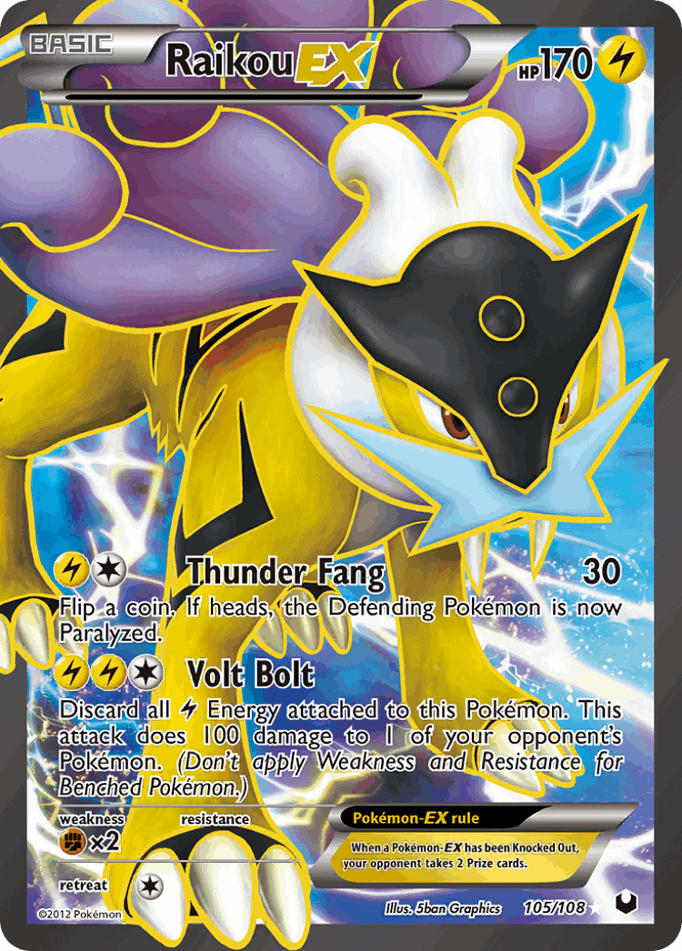 Raikou-EX #105 from Dark Explorers - Rare Ultra - Illustrated by 5ban Graphics
