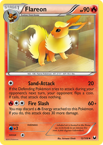 Flareon #12 from Dark Explorers - Uncommon - Illustrated by Suwama Chiaki