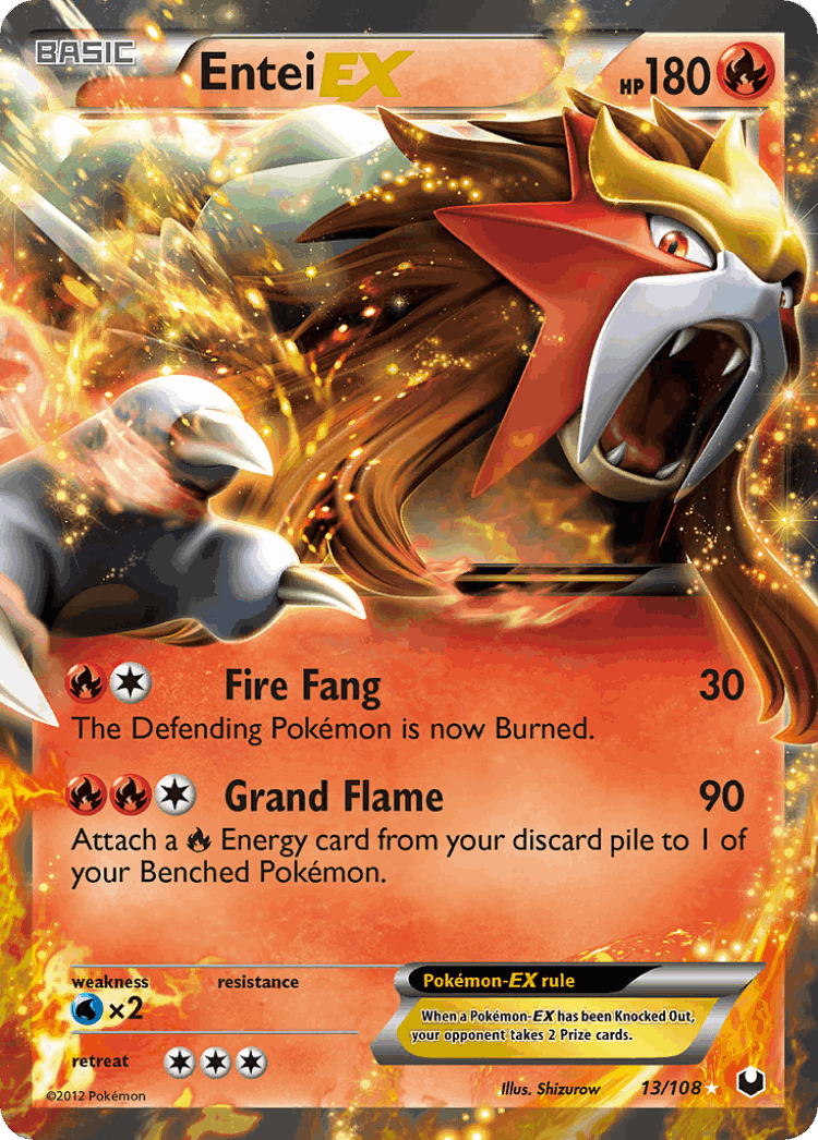 Entei-EX #13 from Dark Explorers - Rare Holo EX - Illustrated by Shizurow