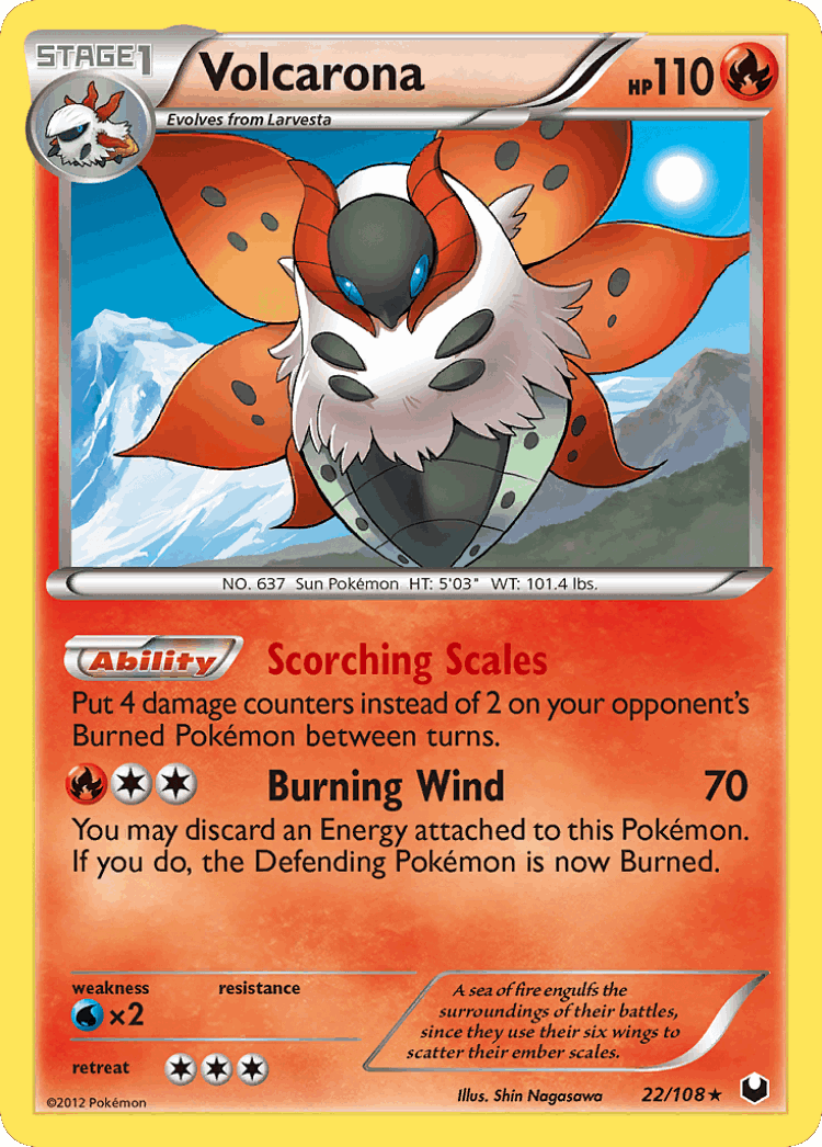 Volcarona #22 from Dark Explorers - Rare Holo - Illustrated by Shin Nagasawa