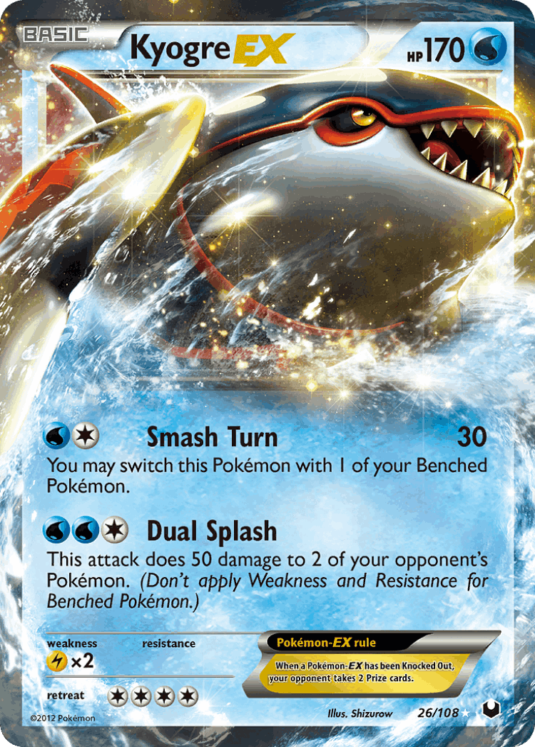 Kyogre-EX #26 from Dark Explorers - Rare Holo EX - Illustrated by Shizurow
