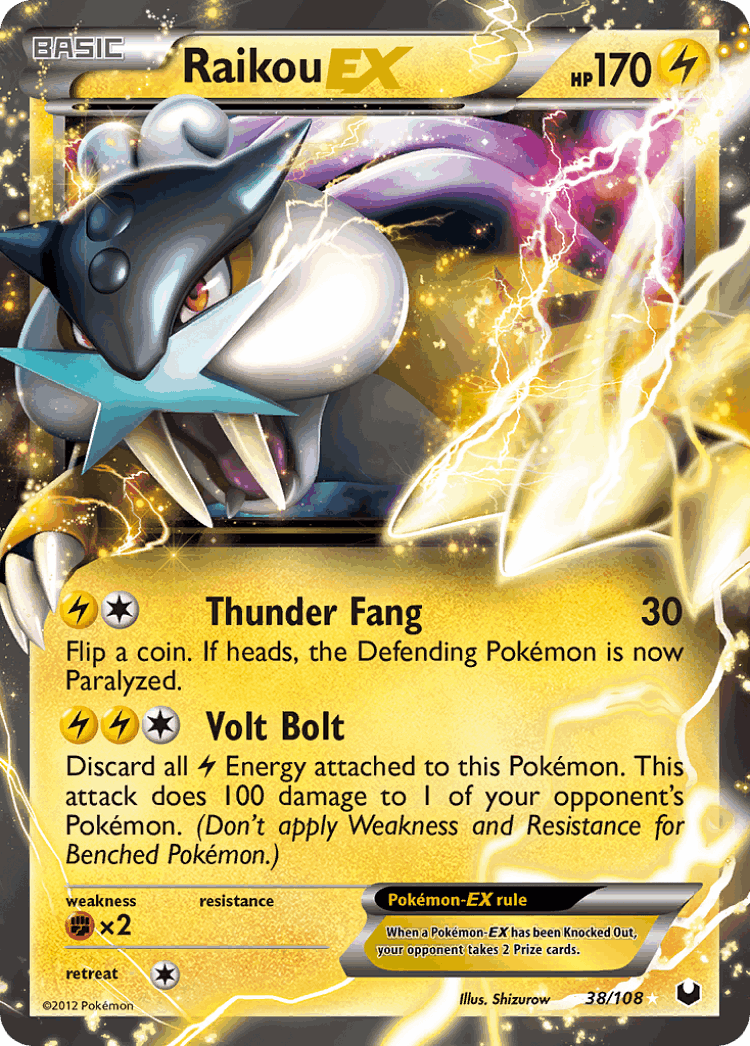 Raikou-EX #38 from Dark Explorers - Rare Holo EX - Illustrated by Shizurow