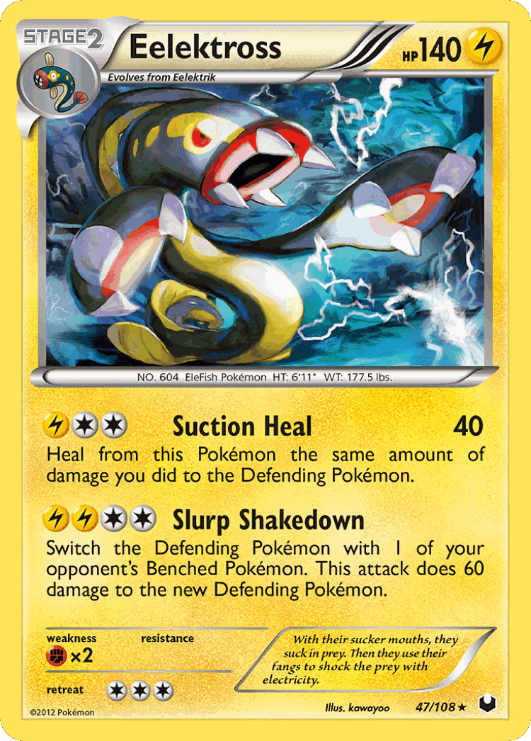 Eelektross #47 from Dark Explorers - Rare Holo - Illustrated by kawayoo