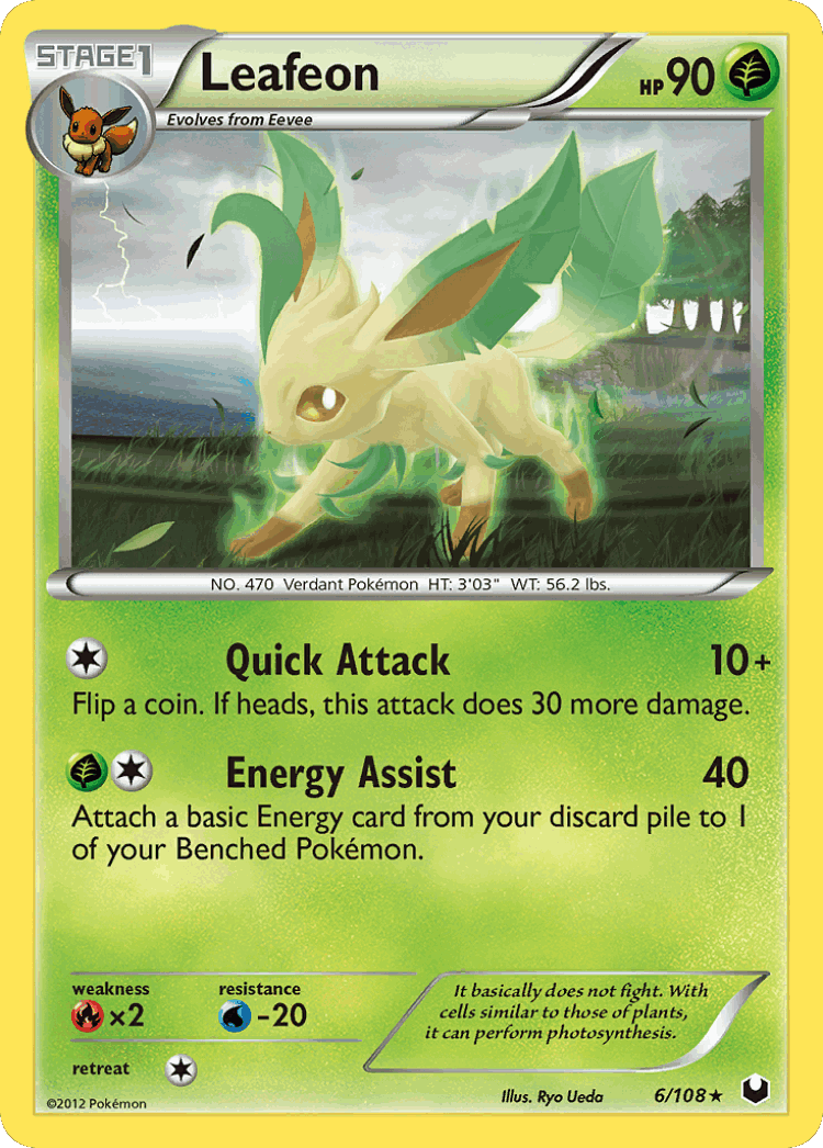 Leafeon #6 from Dark Explorers - Rare - Illustrated by Ryo Ueda