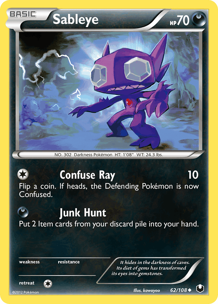 Sableye #62 from Dark Explorers - Uncommon - Illustrated by kawayoo