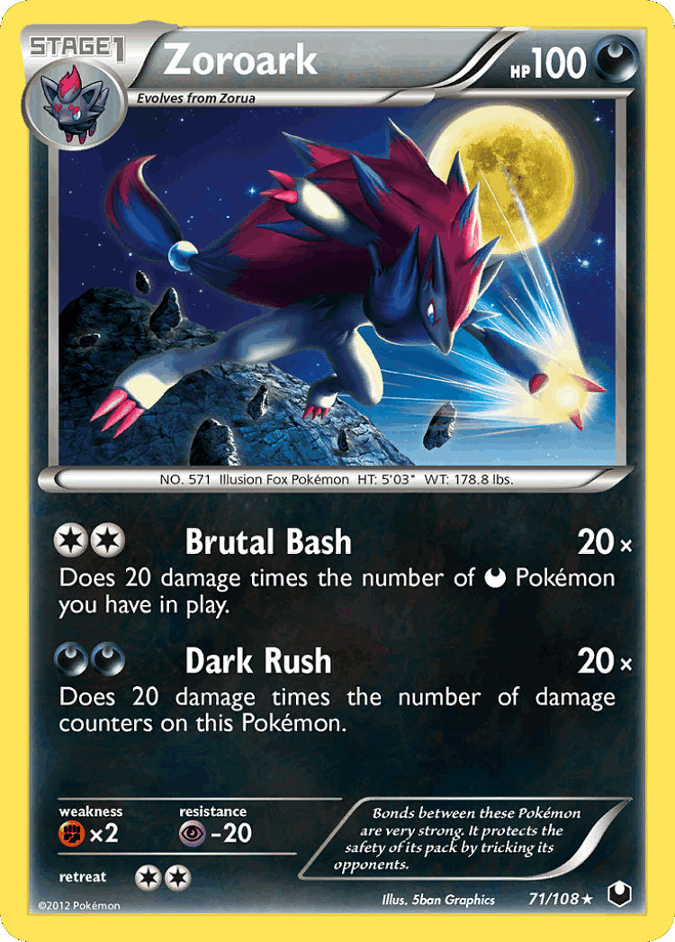 Zoroark #71 from Dark Explorers - Rare - Illustrated by 5ban Graphics