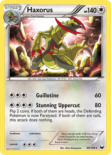 Haxorus #89 from Dark Explorers - Rare Holo - Illustrated by Akira Komayama