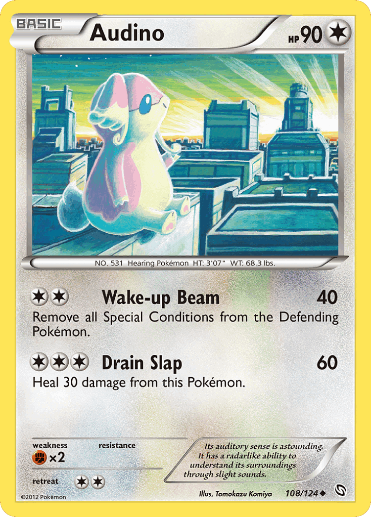 Audino #108 from Dragons Exalted - Uncommon - Illustrated by Tomokazu Komiya