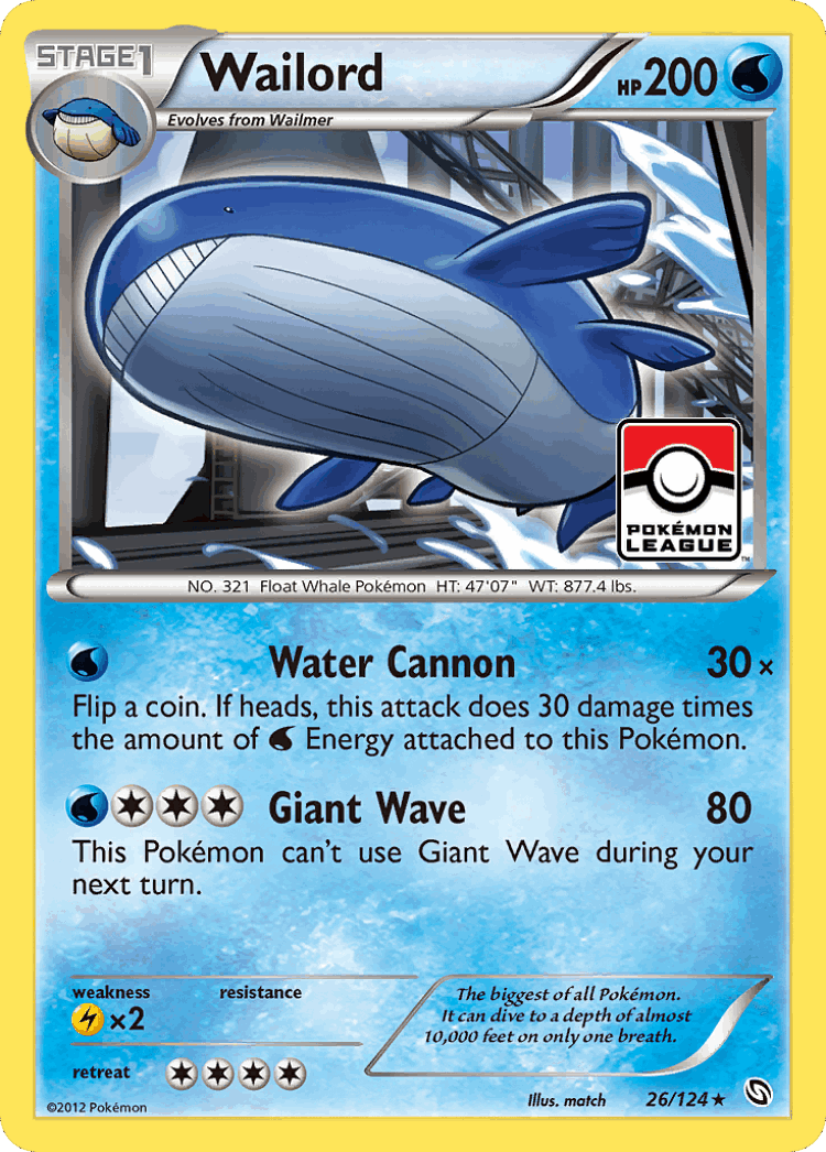 Wailord #26 from Dragons Exalted - Rare Holo - Illustrated by match