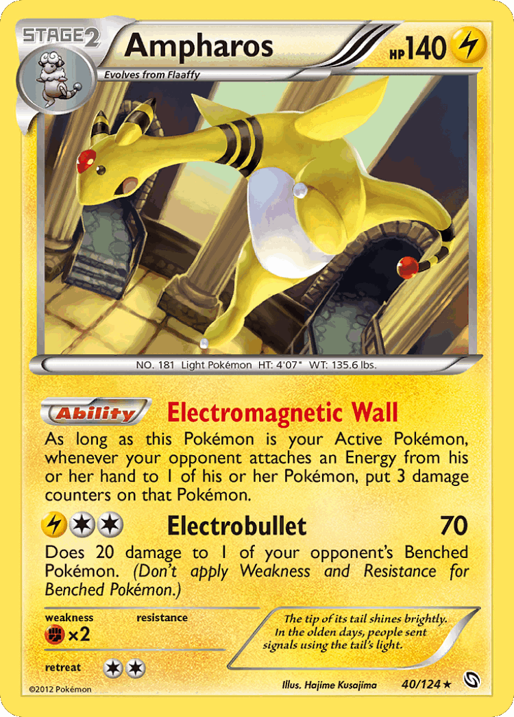 Ampharos #40 from Dragons Exalted - Rare Holo - Illustrated by Hajime Kusajima