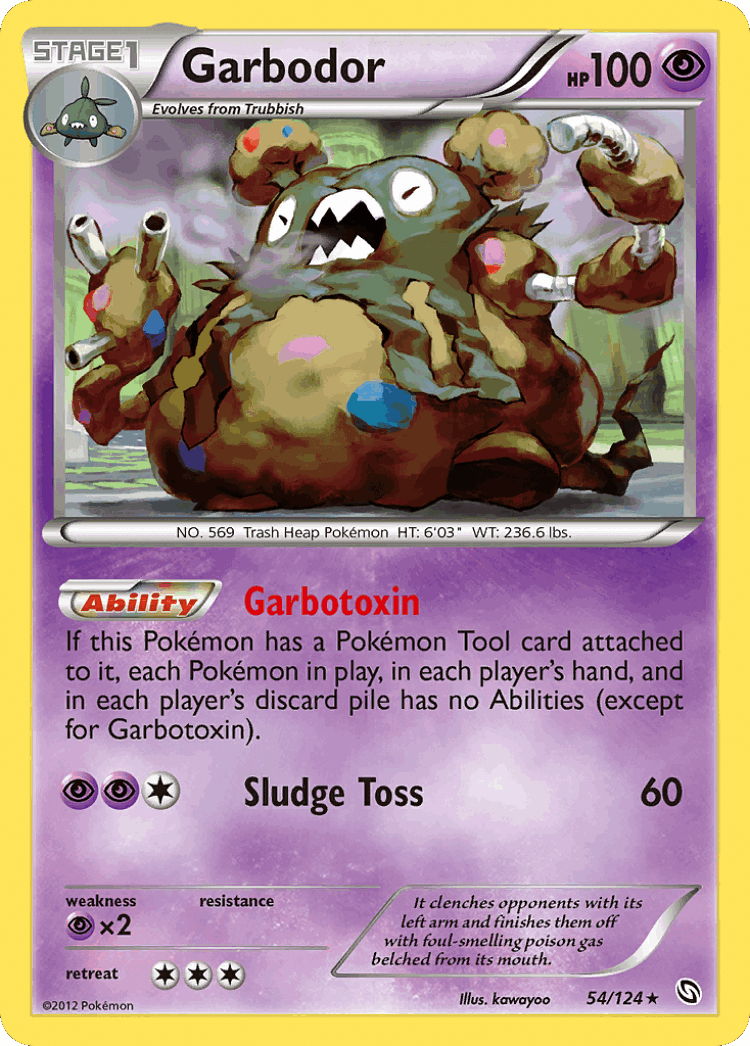Garbodor #54 from Dragons Exalted - Rare Holo - Illustrated by kawayoo