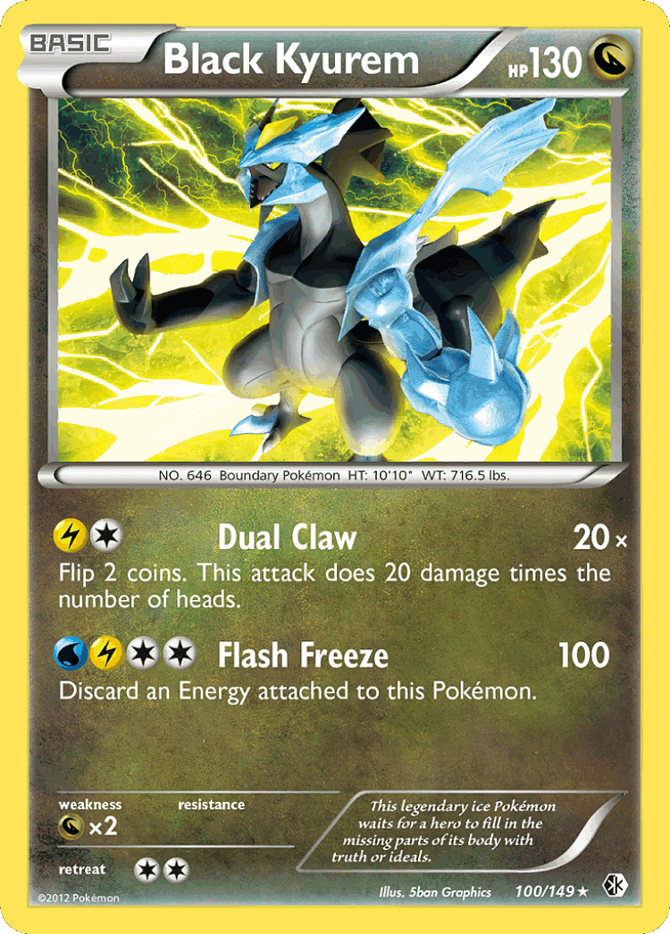 Black Kyurem #100 from Boundaries Crossed - Rare - Illustrated by 5ban Graphics