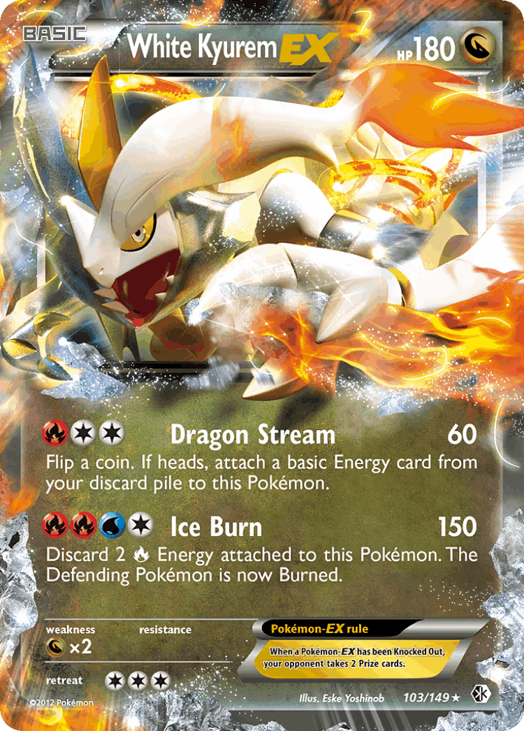 White Kyurem-EX #103 from Boundaries Crossed - Rare Holo EX - Illustrated by Eske Yoshinob