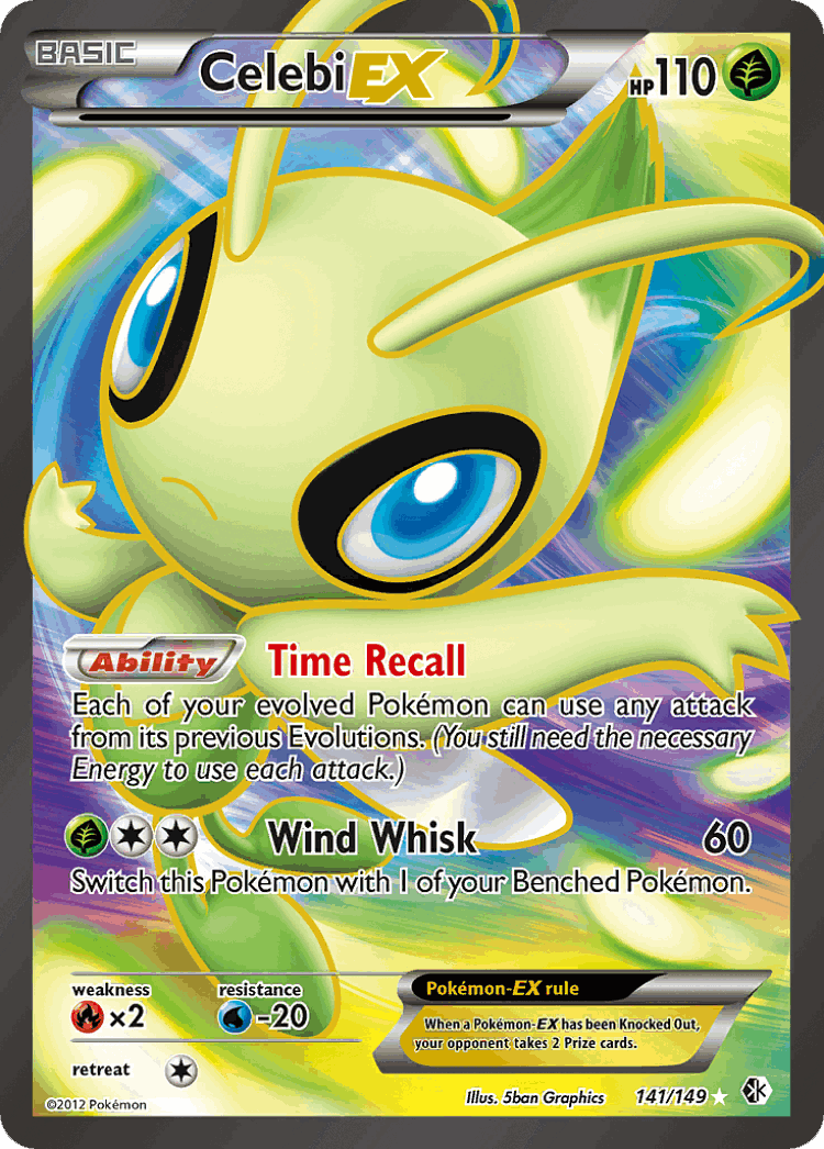 Celebi-EX #141 from Boundaries Crossed - Rare Ultra - Illustrated by 5ban Graphics
