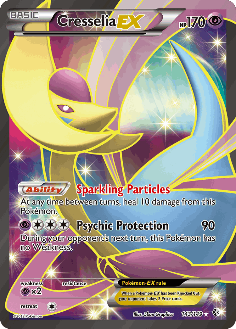 Cresselia-EX #143 from Boundaries Crossed - Rare Ultra - Illustrated by 5ban Graphics