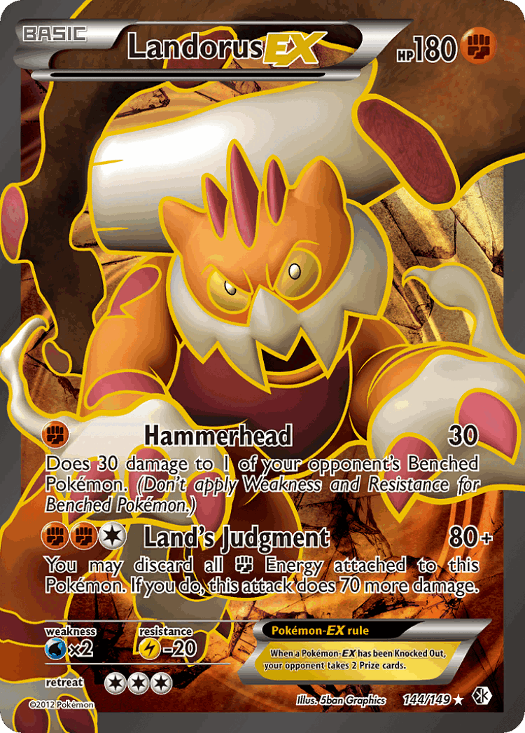 Landorus-EX #144 from Boundaries Crossed - Rare Ultra - Illustrated by 5ban Graphics