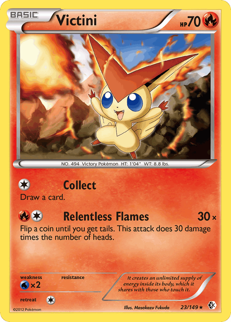 Victini #23 from Boundaries Crossed - Rare - Illustrated by Masakazu Fukuda