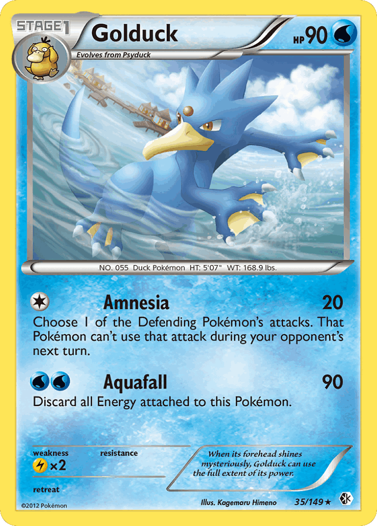 Golduck #35 from Boundaries Crossed - Rare - Illustrated by Kagemaru Himeno