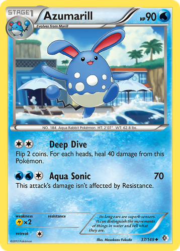 Azumarill #37 from Boundaries Crossed - Uncommon - Illustrated by Masakazu Fukuda