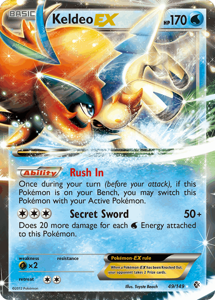 Keldeo-EX #49 from Boundaries Crossed - Rare Holo EX - Illustrated by Toyste Beach