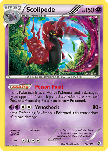 Scolipede #74 from Boundaries Crossed - Rare Holo - Illustrated by 5ban Graphics