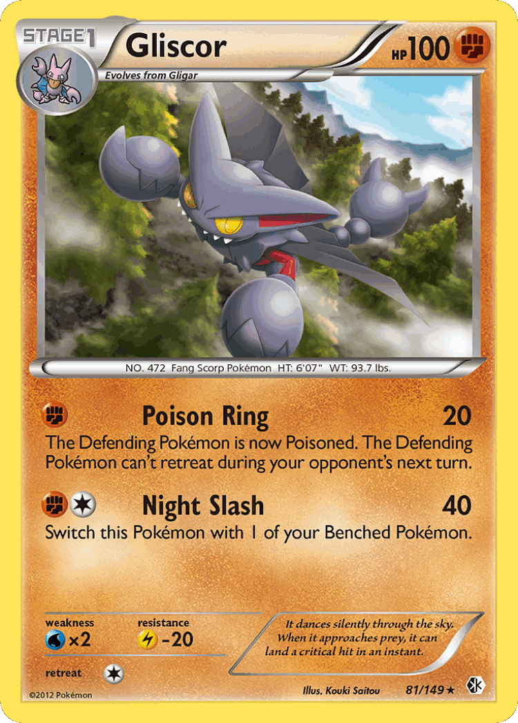 Gliscor #81 from Boundaries Crossed - Rare Holo - Illustrated by Kouki Saitou