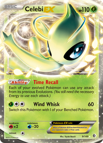 Celebi-EX #9 from Boundaries Crossed - Rare Holo EX - Illustrated by Toyste Beach