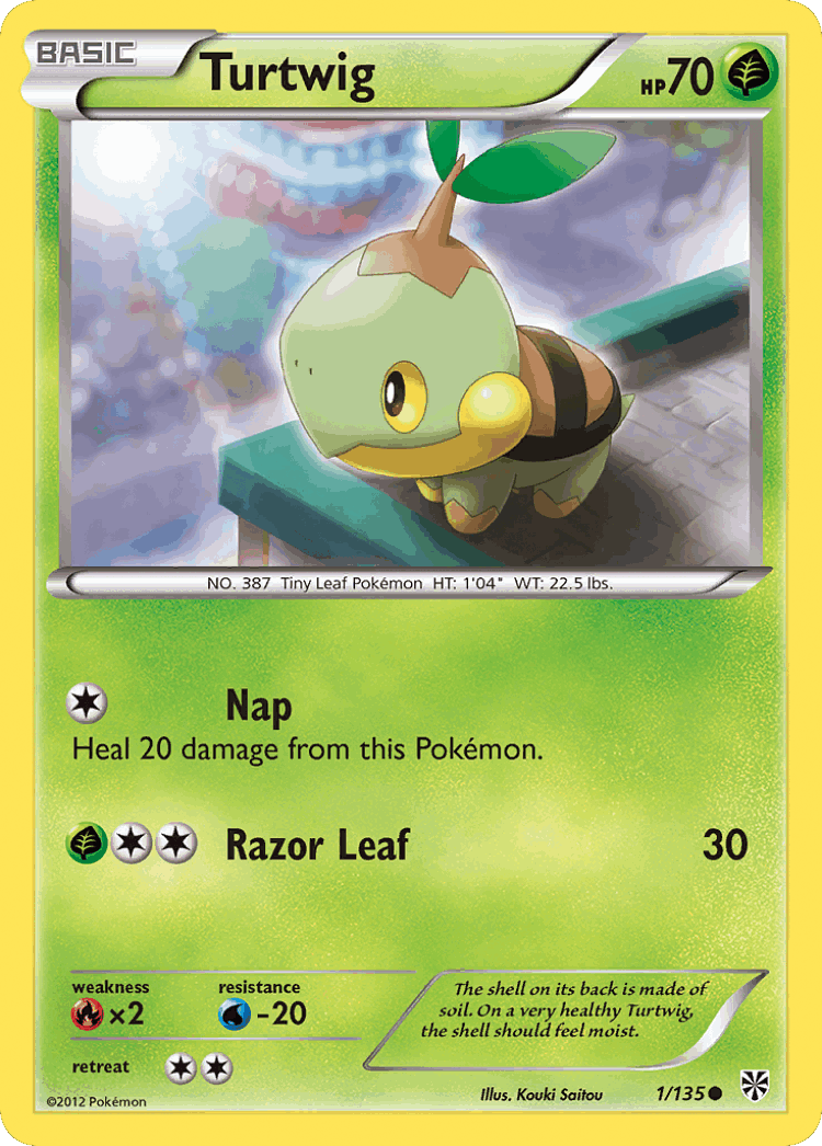 Turtwig #1 from Plasma Storm - Common - Illustrated by Kouki Saitou