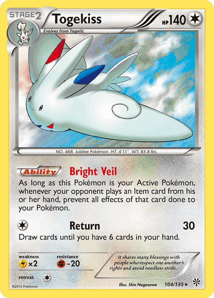 Togekiss #104 from Plasma Storm - Rare Holo - Illustrated by Shin Nagasawa