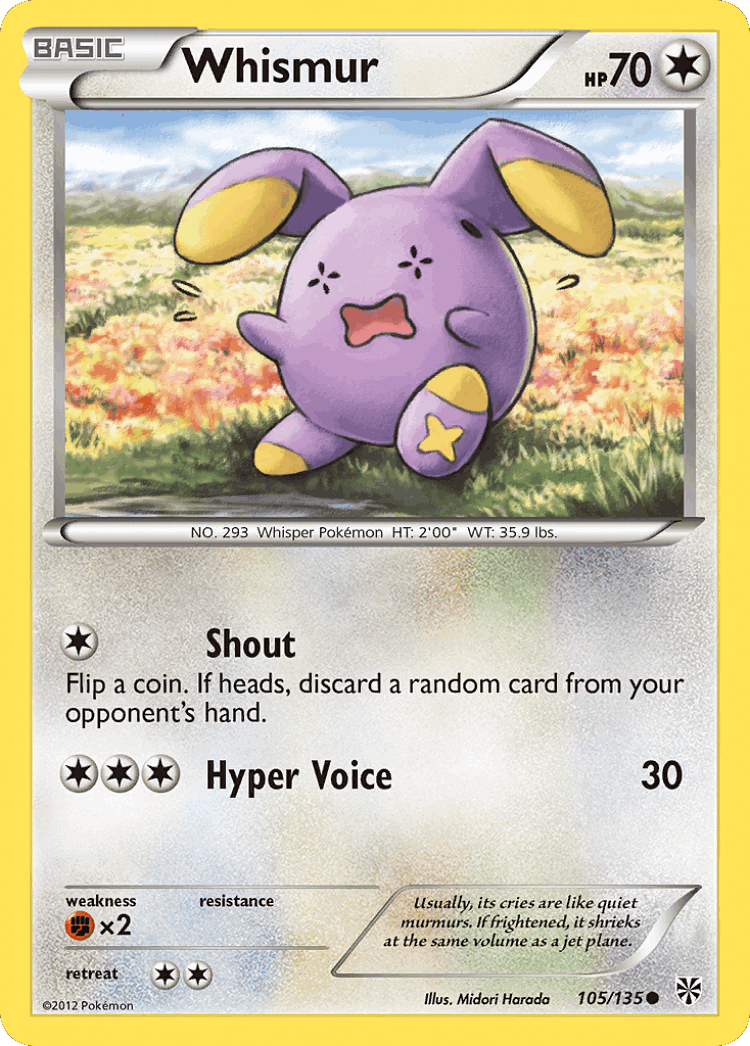 Whismur #105 from Plasma Storm - Common - Illustrated by Midori Harada