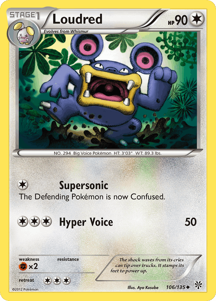 Loudred #106 from Plasma Storm - Uncommon - Illustrated by Aya Kusube